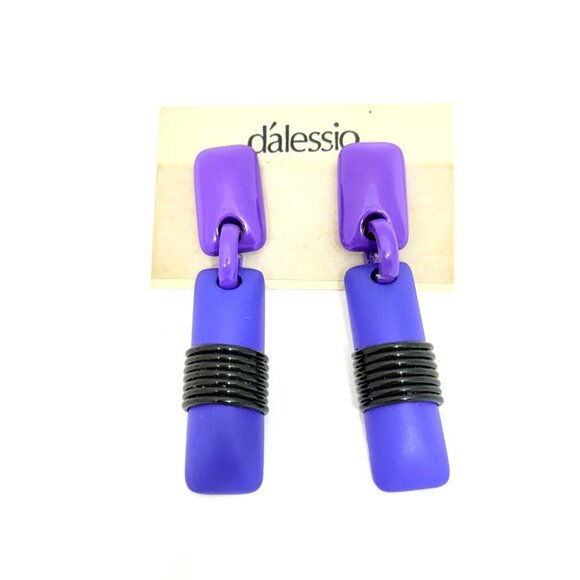 Vintage D'alessio Acrylic/Lucite Pierced Post Earrings 1980s - NOS - Picture 5 of 5